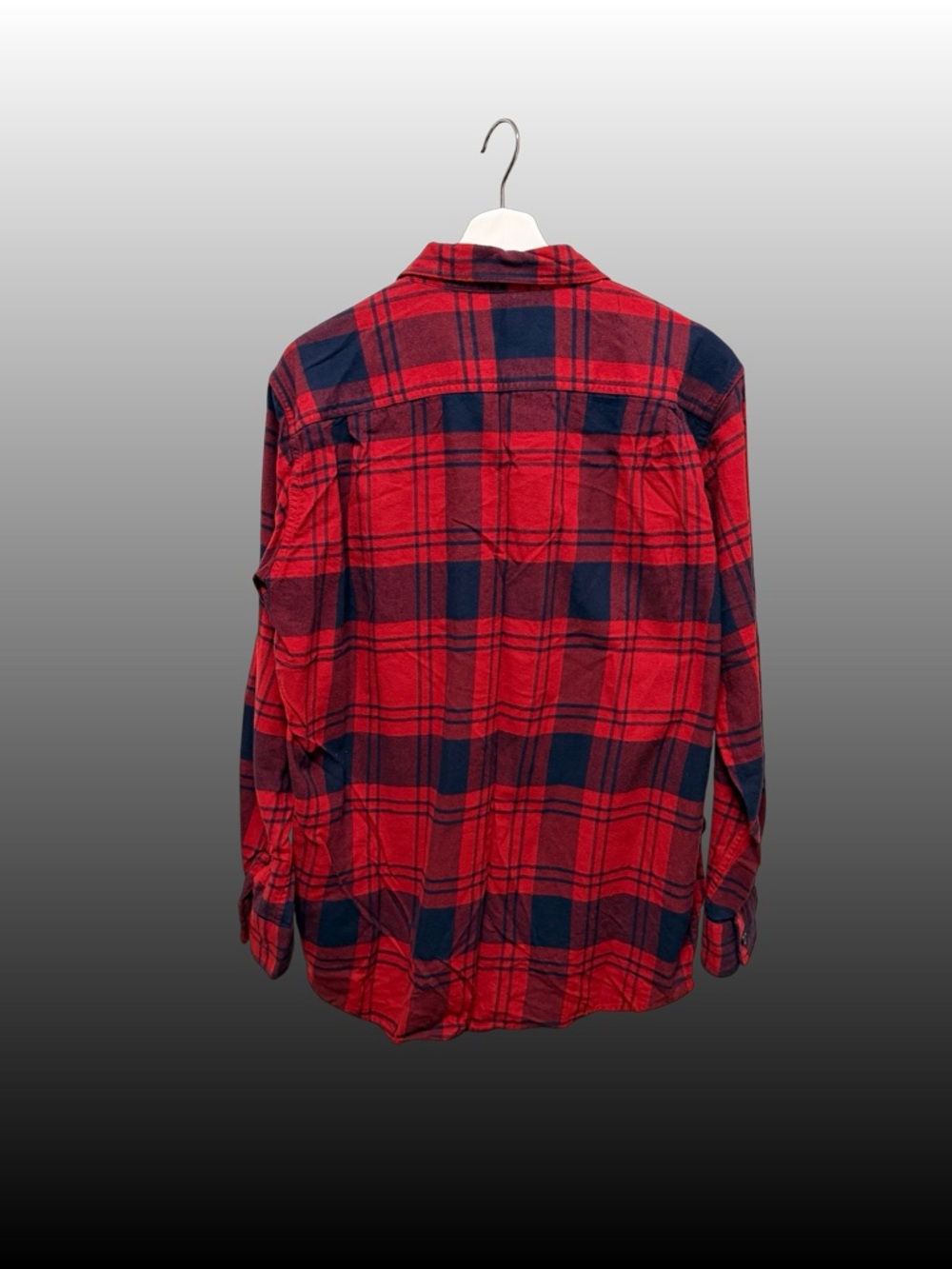 Uniqlo Flannel Shirt Men’s XL Red Navy Plaid 100% Cotton Button Down - Picture 3 of 5